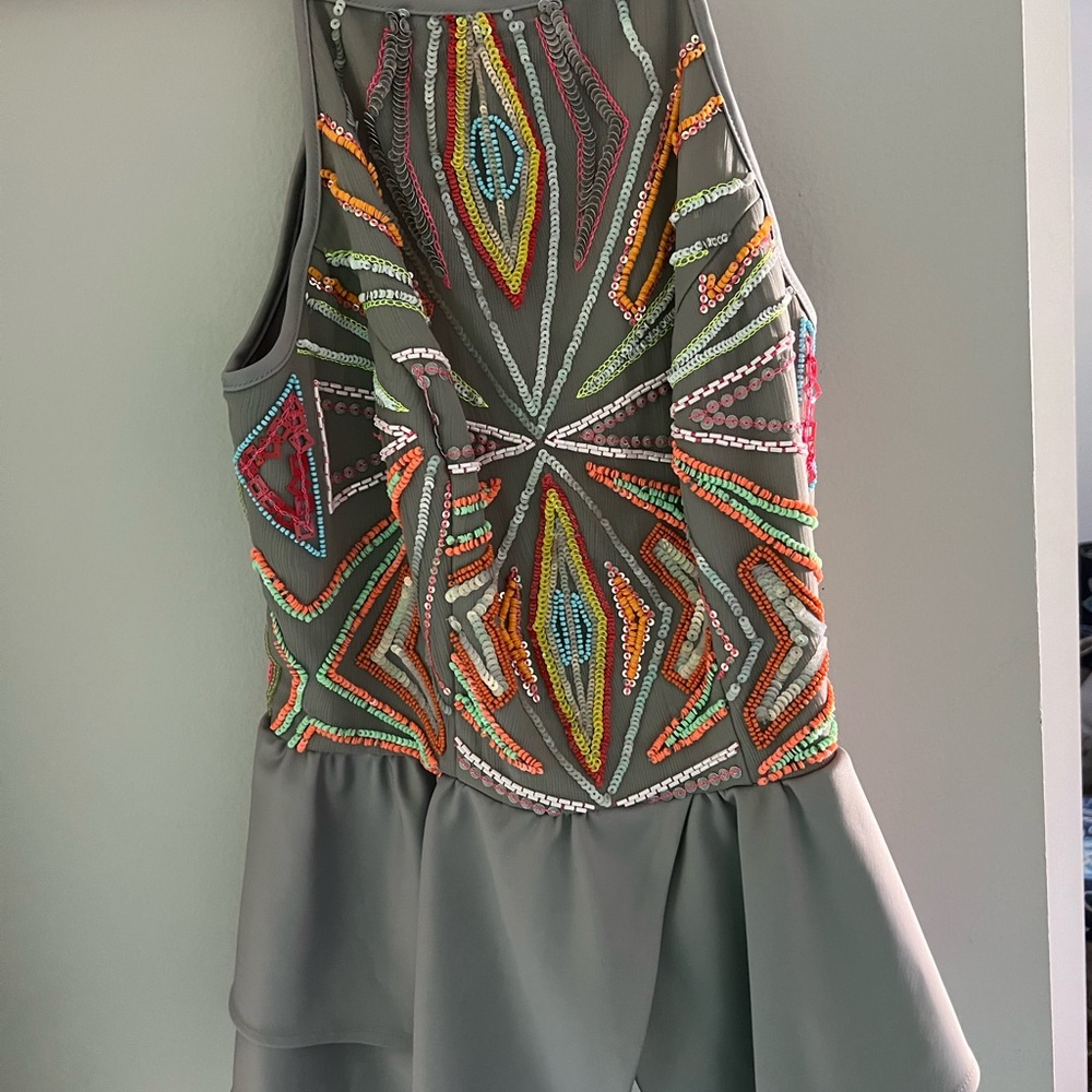 Bebe Carnival Beaded Peplum Top Jane the Virgin